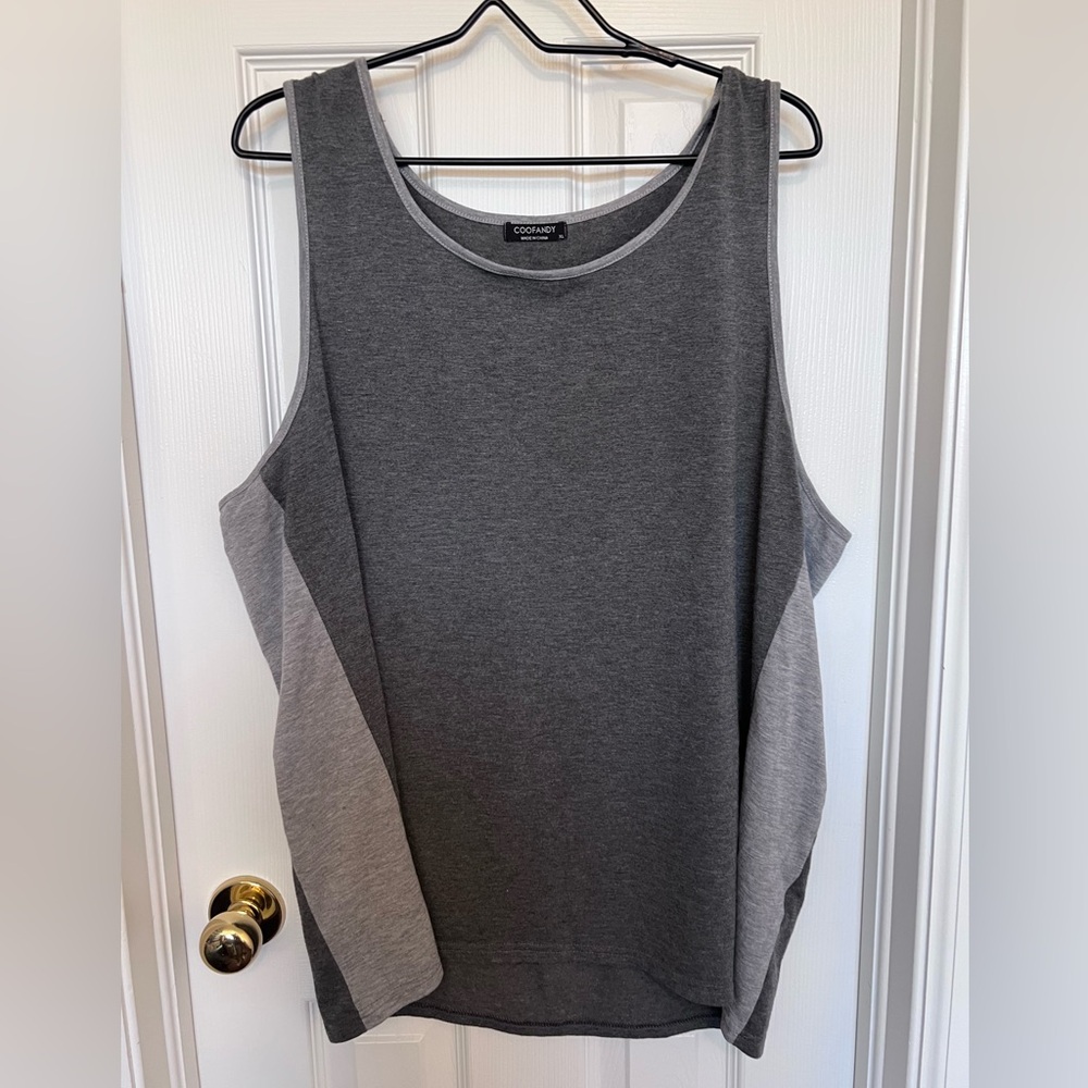 COOFANDY Men's Gray and Light Gray Tank Top